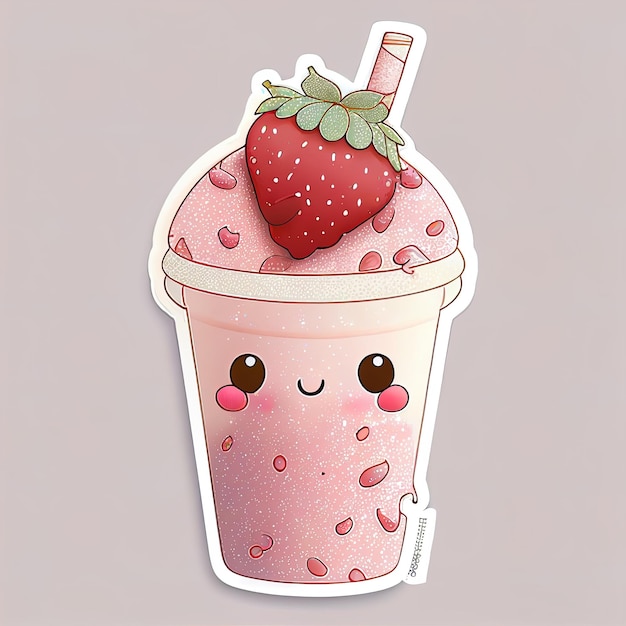 a sticker with a strawberry and a strawberry on it