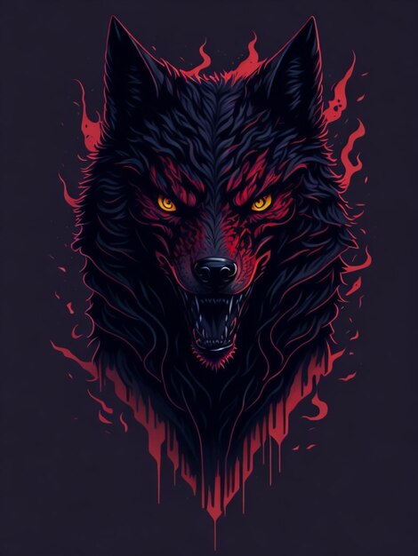 a sticker of a wolf for t shirt design