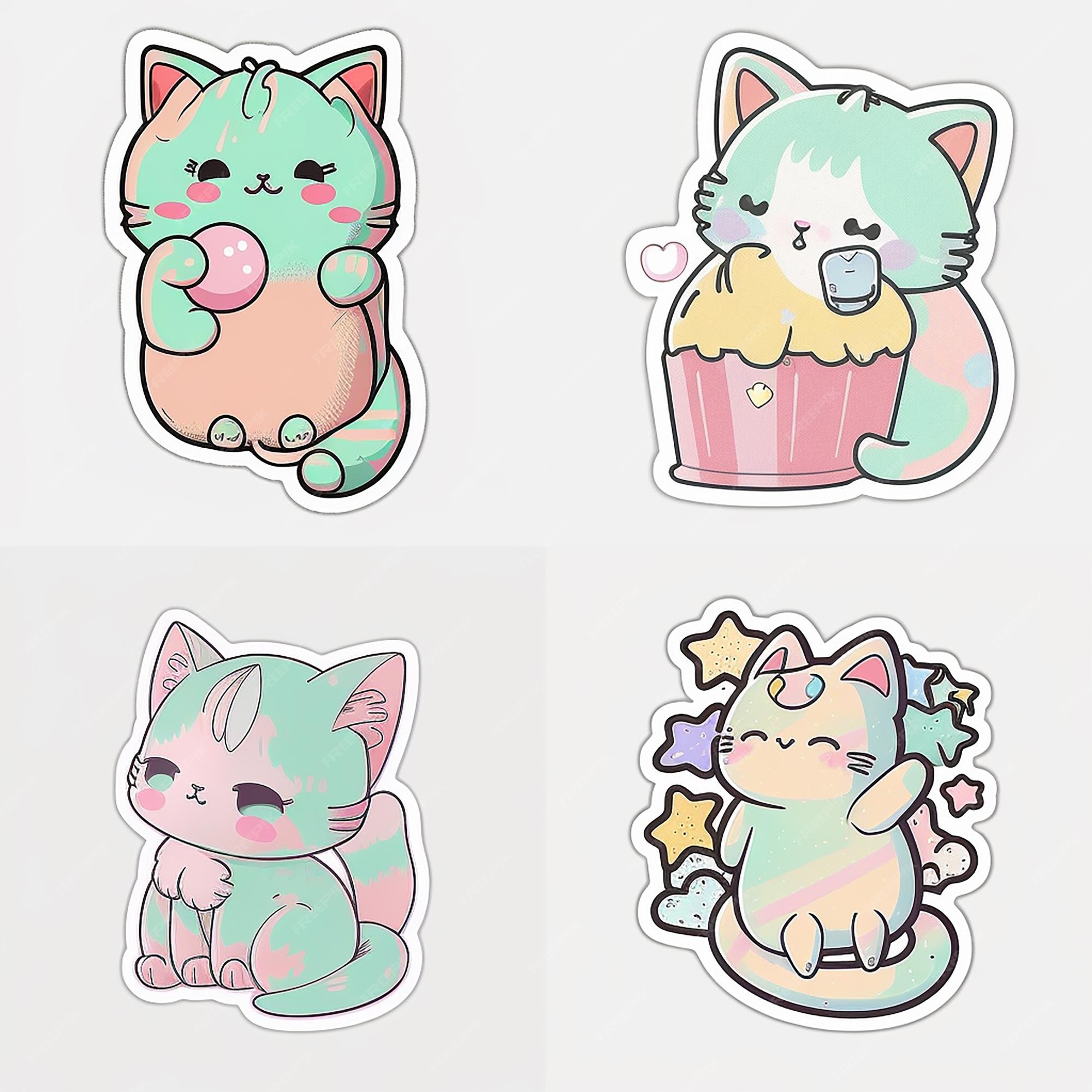 Stickers de gato kawai