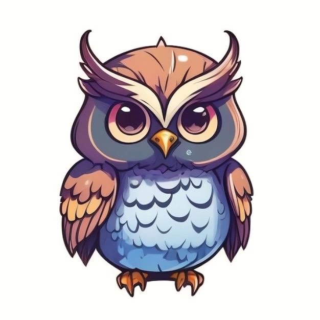 Stickers Colorful Owl Clipart Unique design Children's mascot