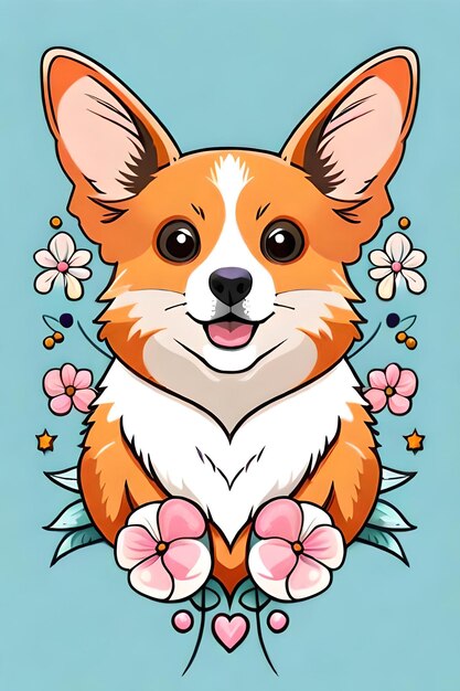 Photo stickers of a corgi dog also suitable for t shirt printing