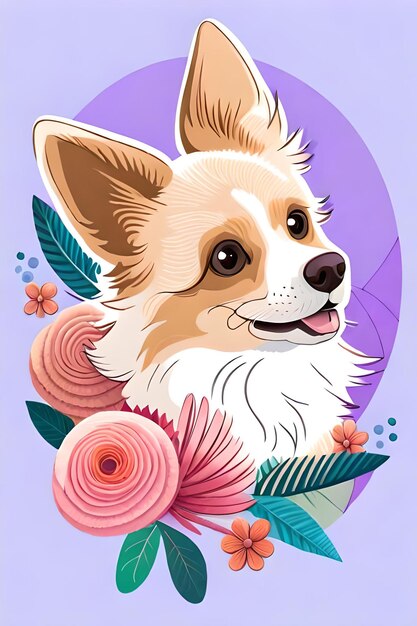 Stickers of a corgi dog also suitable for t shirt printing