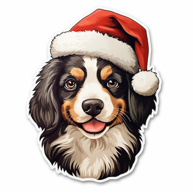 Stickers dog with Christmas hat