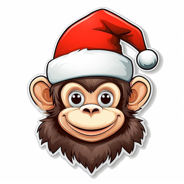 Stickers monkey with Christmas hat