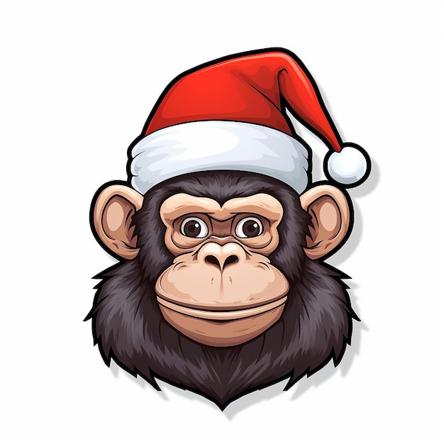 Photo stickers monkey with christmas hat