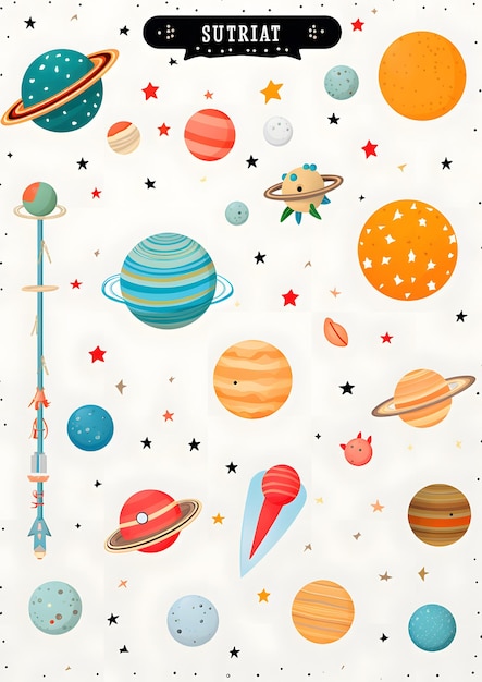 Stickers with rockets and planets