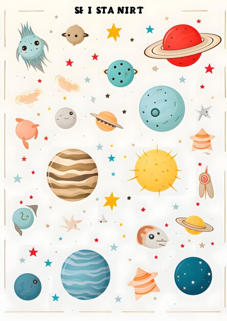 Photo stickers with rockets and planets