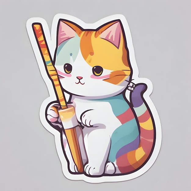 스티커 색 배경 고양이 귀여운 stircontourcolorful 터kawaii