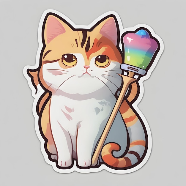 stickerwhite backgroundcat cute stircontourcolorfulvectorkawaii