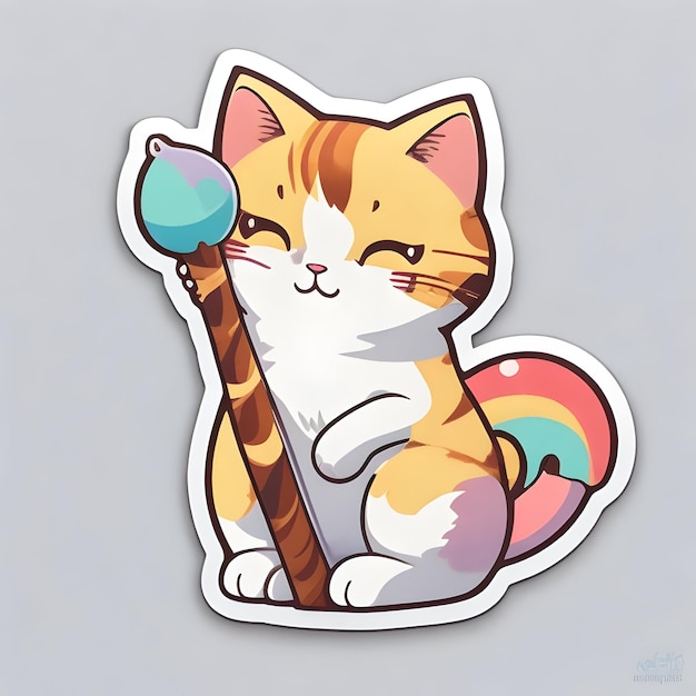 stickerwhite backgroundcat cute stircontourcolorfulvectorkawaii