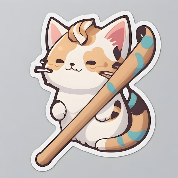 stickerwhite backgroundcat cute stircontourcolorfulvectorkawaii