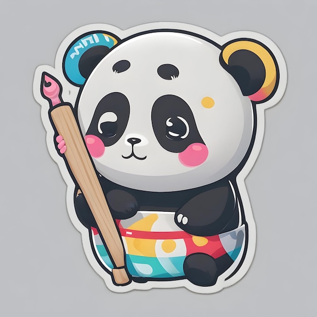 stickerwhite backgroundpanda cute stircontourcolorfulvectorkawaii