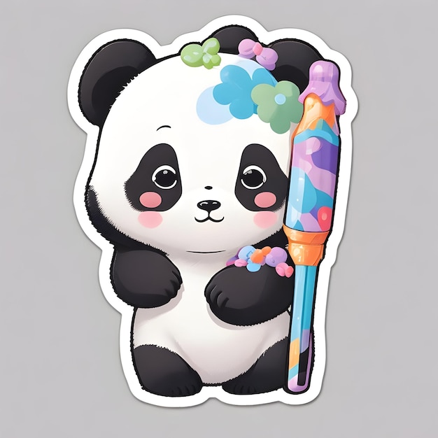 stickerwhite backgroundpanda cute stircontourcolorfulvectorkawaii