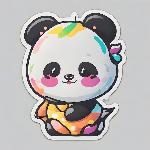 stickerwitte achtergrondpanda schattig stircontourkleurige vectorkawaii