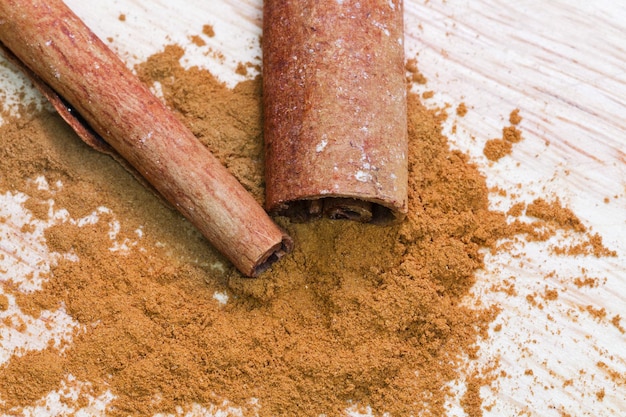 Sticks and powdered Cinnamon