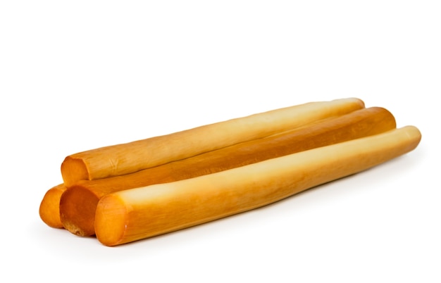 Sticks of smoked cheese isolated