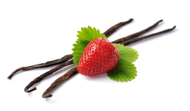 Sticks of vanilla and strawberry isolated.