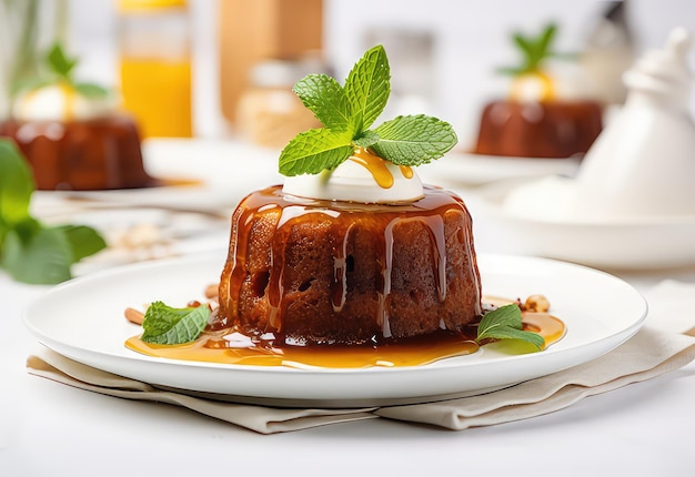 Sticky Date Pudding Delicious op witte tafel