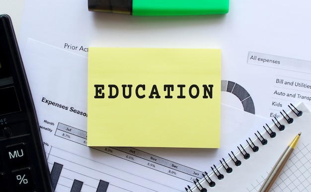 sticky note with education message
