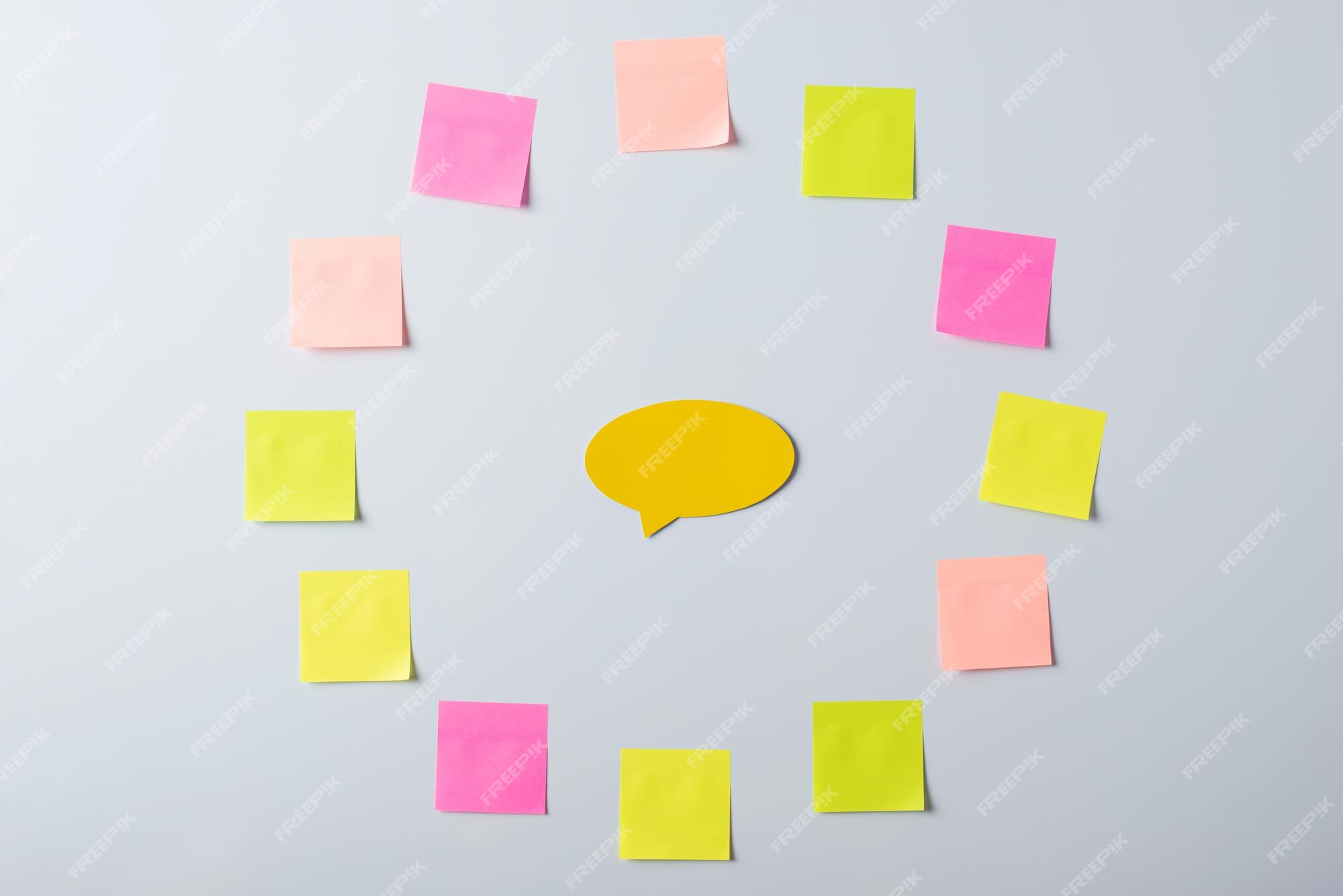 Premium Photo  Sticky notes in shape of a circle with yellow cloud