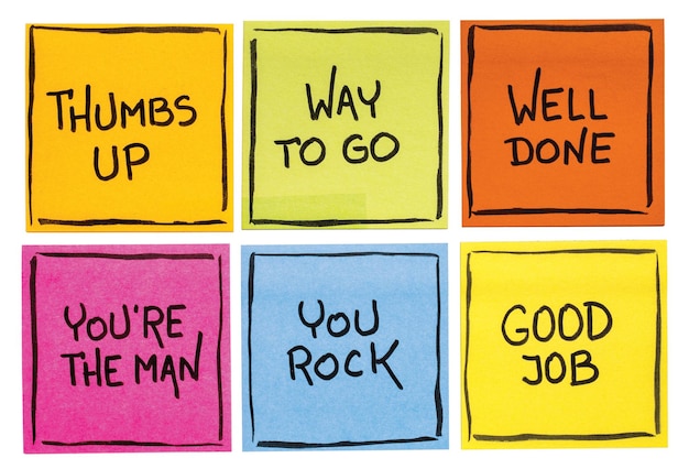 Sticky notes write motivational message