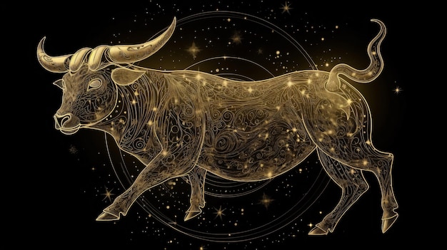 Stier sterrenbeeld Stier horoscoop astrologie behang achtergrond illustratie kunst Generatieve AI