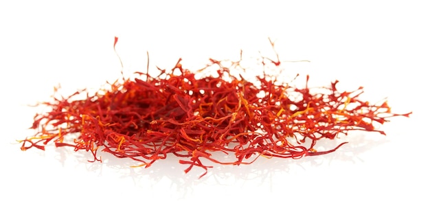 stigmas of saffron isolated on white background