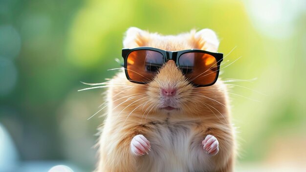 Foto stijlvol hamsterportret in een trendy zonnebril