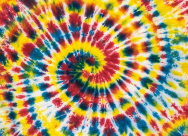 Stijlvol helder tie-dye patroon op stof. Plat leggen.