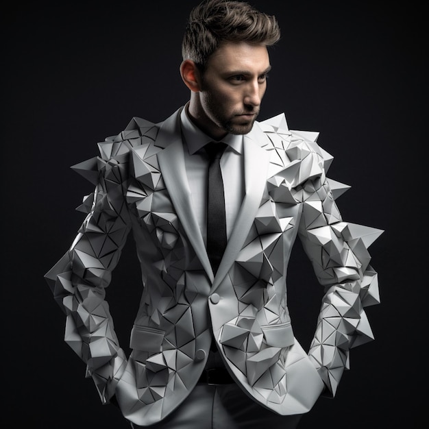 stijlvol op origami geïnspireerd pak met een scherp modern randje