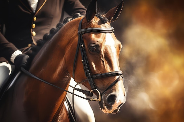 Stijlvol portret van een vrouwelijke paardrijder met haar paard Gesneden foto Closeup