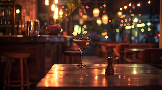 Foto stijlvol restaurantinterieur voor diner en rust met geweldige cocktails in de nacht ti generatieve ai