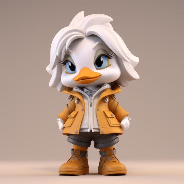 Foto stijlvolle 3d cartoon happy donald in de herfst mode met zbrush en blender