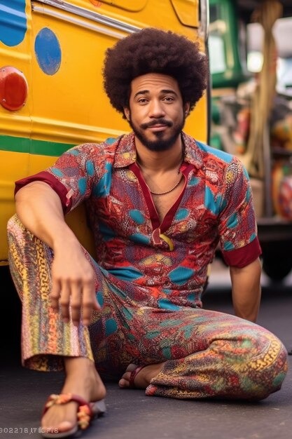 Foto stijlvolle afrikaanse man in levendig dashiki-shirt