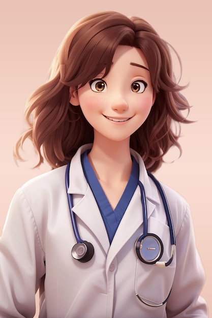 Stijlvolle Anime Lady Doctor Generatieve AI