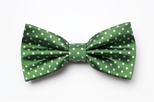 Foto stijlvolle groene strik met witte polka-punten op een witte of heldere oppervlakte png doorzichtige achtergrond