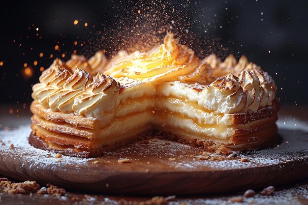 Stijlvolle handgemaakte taart op tafel met chocolade