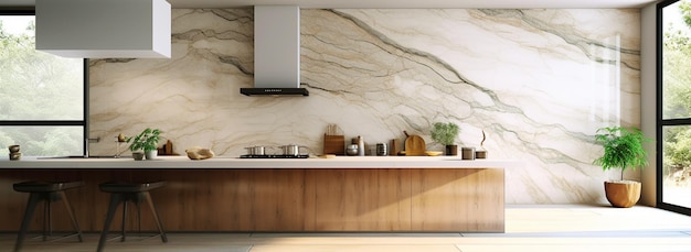 Stijlvolle keuken in witte houten stijl minimalisme banner ai gegenereerd