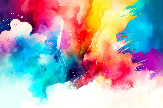 Stijlvolle kleurrijke aquarel textuur achtergrond heldere achtergrond met kleurstof penseelstreek en splash