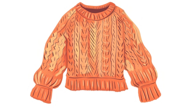 Foto stijlvolle oranje trui met trui tekst illustratie op witte achtergrond voor mode en schoonheid concept