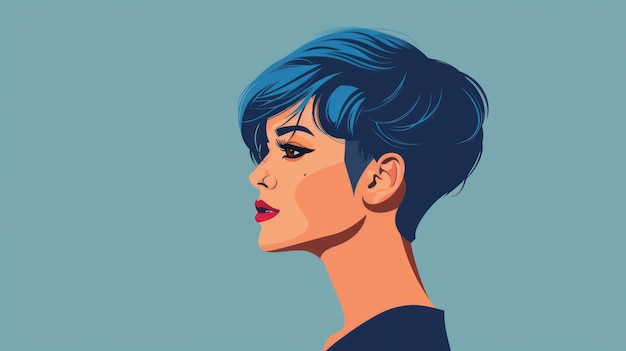 Stijlvolle vrouw met blauwe Pixie Cut Generatieve AI