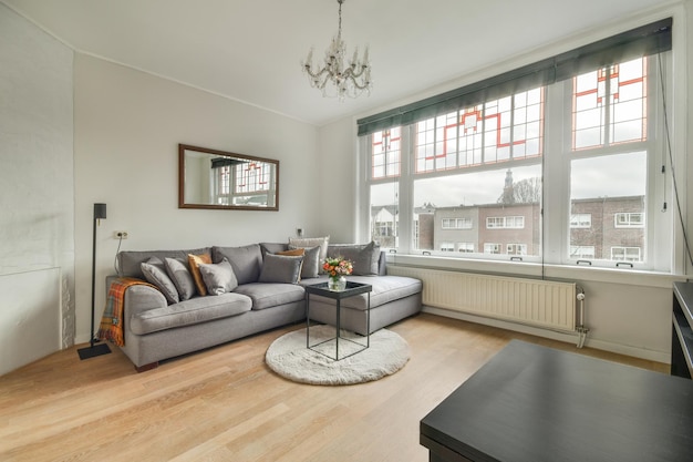 Stijlvolle woonkamer in moderne flat