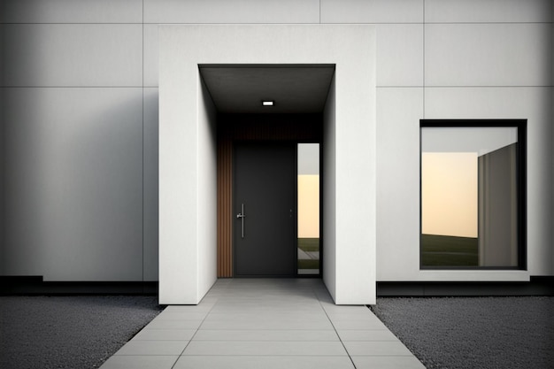 Stijlvolle zwarte voordeur voor moderne woningen met grijze muren