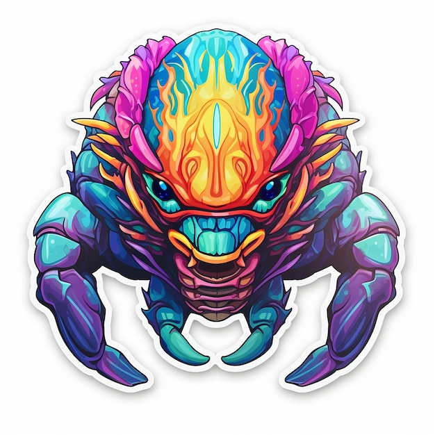 stiker A detailed illustration of an adorable colorful scorpion head single