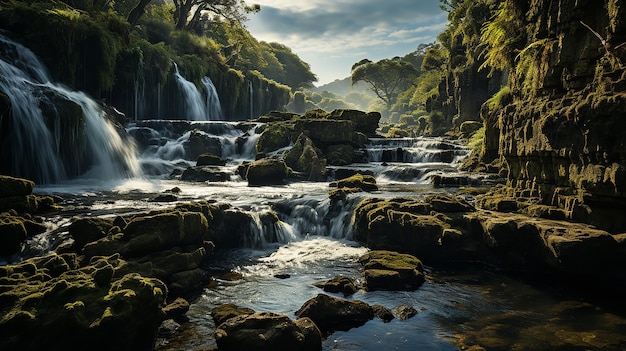 Stileerde cascade boeiende foto's van watervallen