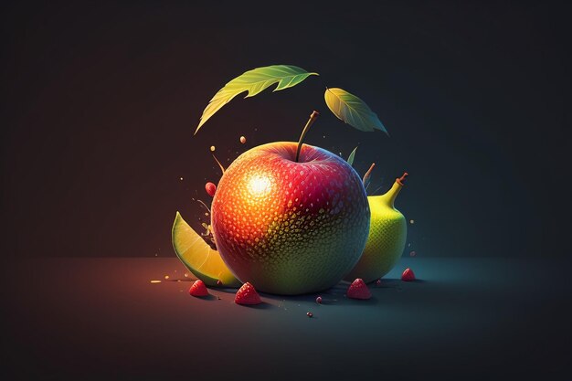 Still life apple fruit creative poster cover banner wallpaper background design art