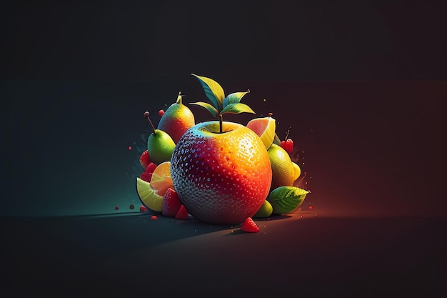 정물 사과 과일 크리에이 티브 포스터 표지 배너 벽지 배경 디자인 아트