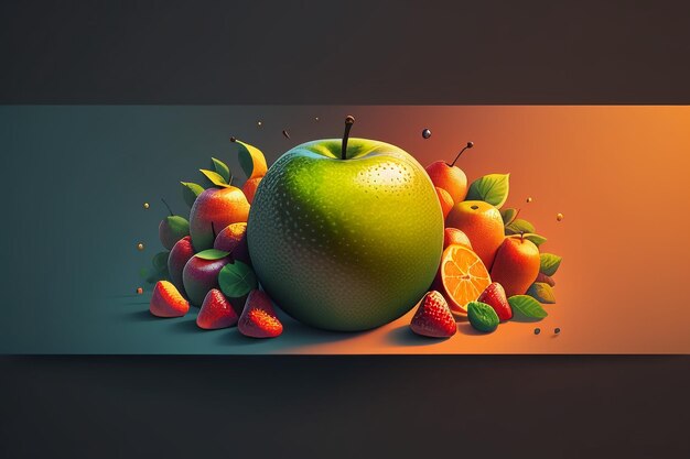 Still life apple fruit creative poster cover banner wallpaper background design art