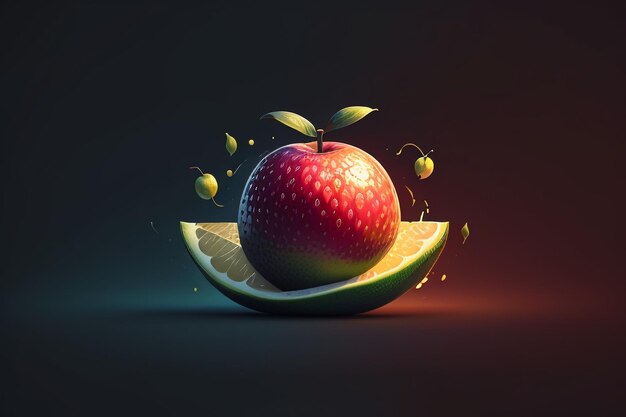 Still life apple fruit creative poster cover banner wallpaper background design art