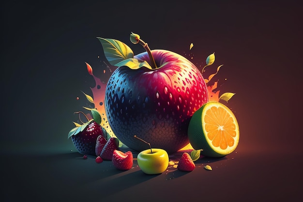 정물 사과 과일 크리에이 티브 포스터 표지 배너 벽지 배경 디자인 아트